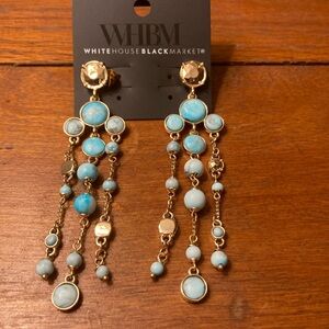 White House Black Market Gold and Turquoise Chandelier Earrings